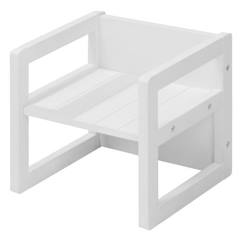 -ROBA Tabouret d'Enfant - Style Maison de Campagne - Chaise Réversible à 3 Hauteurs d'Assise - Bois Blanc