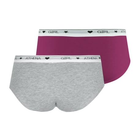 Boxers ATHENA Coton Ultra Doux Mûre-Gris chiné - Lot de 2 - Fille GRIS 3 - vertbaudet enfant 