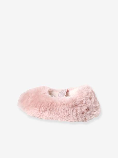 Chaussons ballerines esprit peluche élastiqués fille rose 4 - vertbaudet enfant 