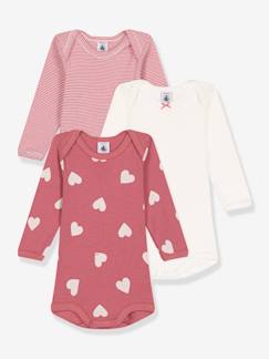 Bébé-Body-Lot de 3 bodies manches longues cœurs en coton bébé PETIT BATEAU