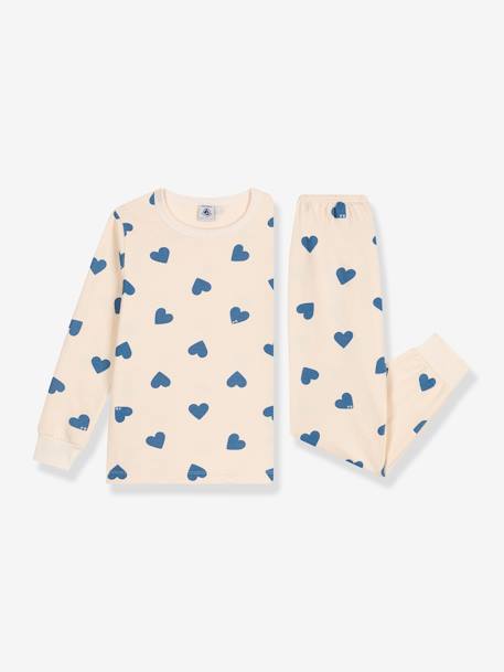 Pyjama en coton motif coeur PETIT BATEAU beige 2 - vertbaudet enfant 