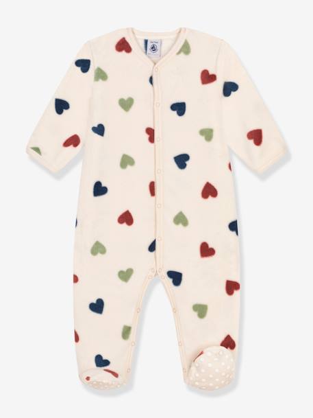 Pyjama bébé coeurs en coton PETIT BATEAU beige 1 - vertbaudet enfant 