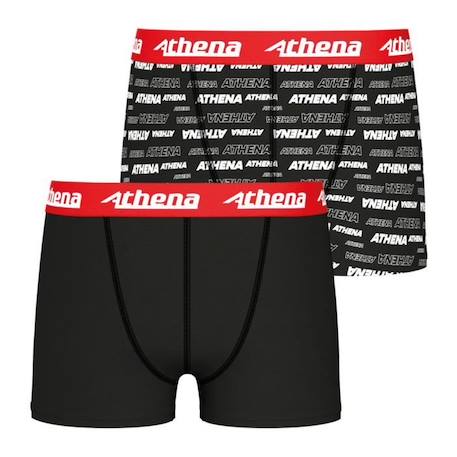 Garçon-Sous-vêtement-Slip, Boxer-Lot de 2 boxers Sport - ATHENA - Microfibre - Noir - Garçon