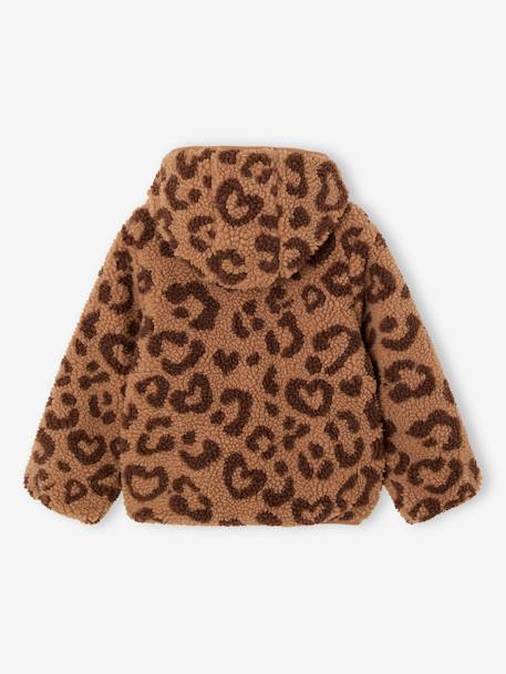 Veste à capuche en sherpa imprimée léopard fille marron imprimé 4 - vertbaudet enfant 