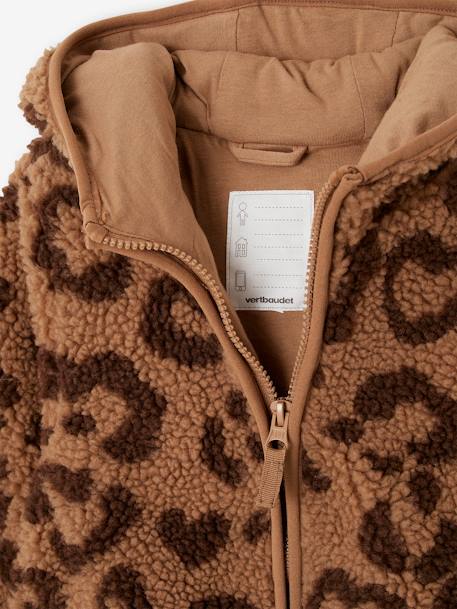 Veste à capuche en sherpa imprimée léopard fille marron imprimé 5 - vertbaudet enfant 