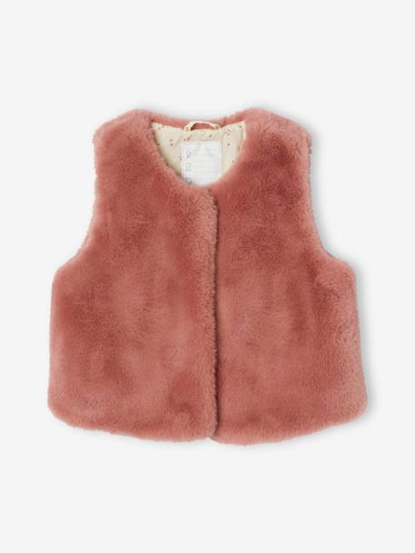 Gilet sans manches imitation fourrure fille BLANC CLAIR UNI+blush 10 - vertbaudet enfant 