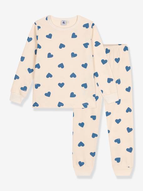 Pyjama en coton motif coeur PETIT BATEAU beige 1 - vertbaudet enfant 