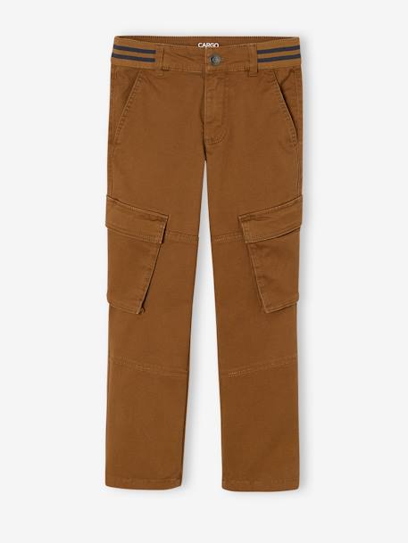 Pantalon cargo droit MorphologiK garçon tour de hanches MEDIUM bleu nuit+bronze 8 - vertbaudet enfant 