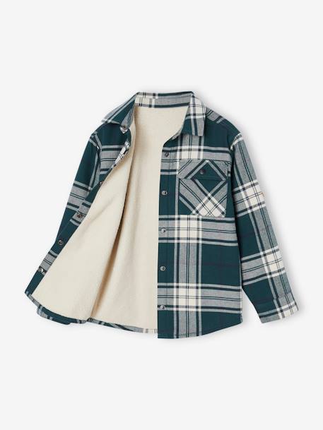 Chemise à carreaux garçon doublée sherpa carreaux vert 3 - vertbaudet enfant 