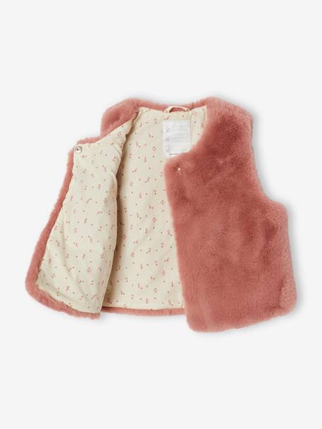 Gilet sans manches imitation fourrure fille BLANC CLAIR UNI+blush 11 - vertbaudet enfant 