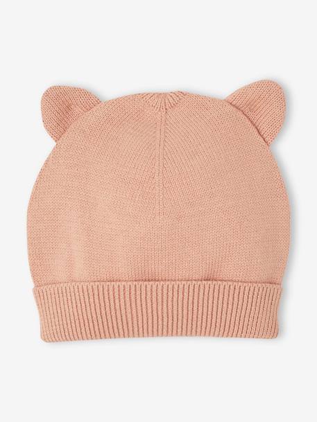 Ensemble bébé combinaison en tricot + bonnet à oreilles assorti rose 2 - vertbaudet enfant 