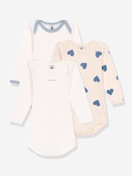 Lot de 3 bodies Petit Bateau bleu grisé 1 - vertbaudet enfant 