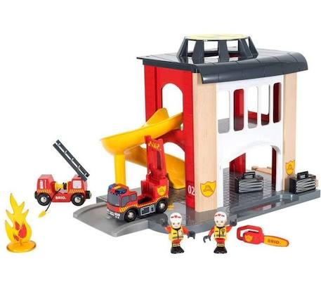 BRIO - Caserne de Pompiers en Bois avec Accessoires et Véhicules de Pompiers pour Enfants à partir de 3 ans ROUGE 2 - vertbaudet enfant 