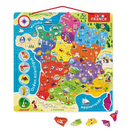 Puzzle France Magnétique 93 pcs (bois) - JANOD - Nouvelles régions 2016 - Dès 7 ans ROUGE 2 - vertbaudet enfant 