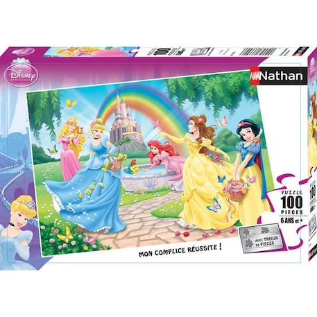 Puzzle Disney Princesses - Nathan - Le jardin des princesses - 100 pièces - Trieur - Dès 6 ans MULTICOLORE 1 - vertbaudet enfant 