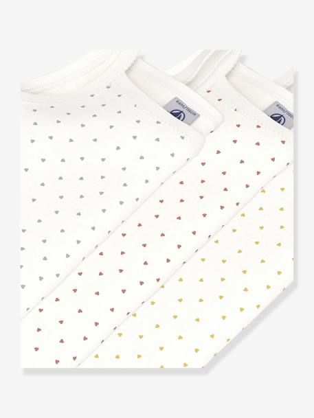 Lot de 3 débardeaurs à bretelles petits coeurs PETIT BATEAU blanc imprimé 3 - vertbaudet enfant 