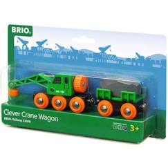 Jouet-Jeux d'imagination-Figurines, mini mondes, héros et animaux-BRIO - Wagon Grue Ingénieux - Accessoire aimanté pour circuit de train en bois - Mixte dès 3 ans