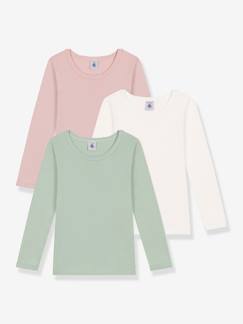 -Lot de 3 tee-shirts à manches longues unis en coton enfant PETIT BATEAU