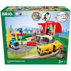 Jouet-Jeux d'imagination-Circuit de train en bois BRIO - Gare centrale - Coffret complet 37 pièces - Mixte dès 3 ans