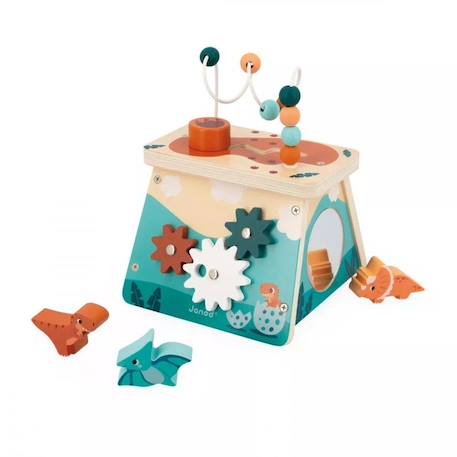 Janod - Gamme Dino - Cube Jouets Volcan Multi-Activités - 3 Dinos À Encastrer - Jouet D'Éveil FSCTM - Dès 12 mois VERT 4 - vertbaudet enfant 