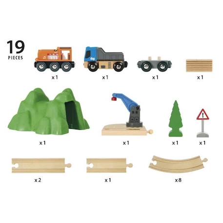 Brio World Circuit Transport de Fret - Coffret complet 19 pièces - Circuit de train en bois - Ravensburger - Mixte dès 3 ans - ROUGE 5 - vertbaudet enfant 