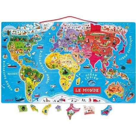 Puzzle Monde Magnétique en bois - Janod - 92 pièces - Dès 7 ans VERT 1 - vertbaudet enfant 