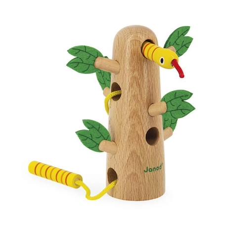 Jouet d'éveil en bois - JANOD - Tropik Arbre Tropical à Lacer - FSC - 18 mois MARRON 1 - vertbaudet enfant 