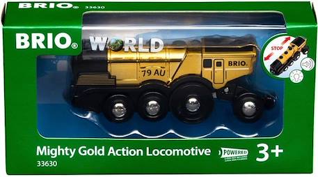 Brio World Locomotive Dorée Puissante à piles - Accessoire son & lumière Circuit de train en bois - Ravensburger - Dès 3 ans - VERT 3 - vertbaudet enfant 