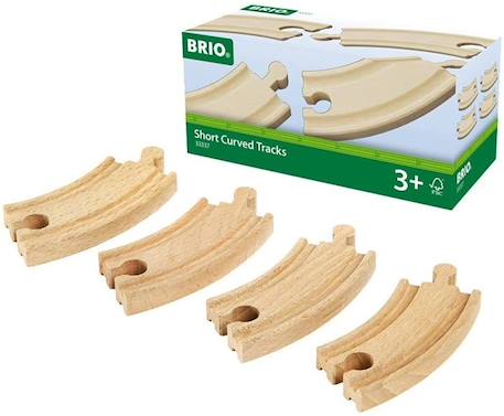 Petits Rails Courbes - BRIO - Lot de 4 éléments en bois de hêtre - Mixte - Intérieur BEIGE 2 - vertbaudet enfant 