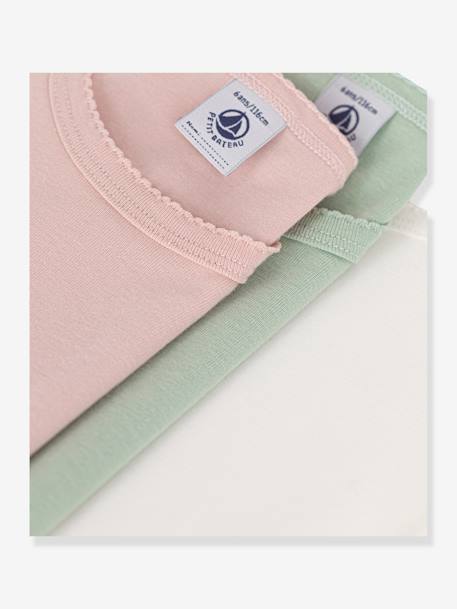 Lot de 3 tee-shirts à manches longues unis en coton enfant PETIT BATEAU bois de rose 3 - vertbaudet enfant 