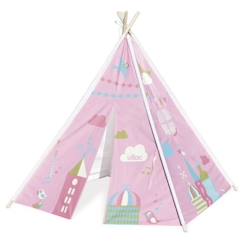 Jouet-Jeux de plein air-Tente pour enfants - Vilac - Tipi Neverland Ingela P. Arrhenius - Bois et coton épais - Blanc - 1.50m x 1.30m