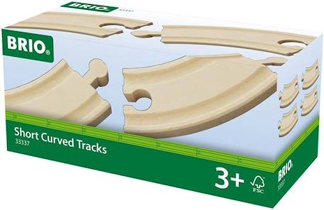 Petits Rails Courbes - BRIO - Lot de 4 éléments en bois de hêtre - Mixte - Intérieur BEIGE 3 - vertbaudet enfant 