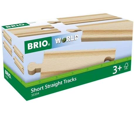 Rails Courts Droits - BRIO - Lot de 4 rails en bois de hêtre - Mixte - 3 ans et plus BEIGE 2 - vertbaudet enfant 