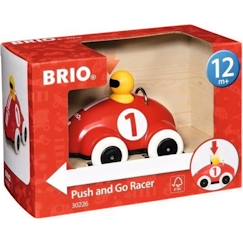 Jouet-Jeux d'imagination-Véhicules, garages, circuits et trains-Voiture de course Push & Go Rouge - BRIO - 30226 - Système à rétrofriction - Jouet Premier âge