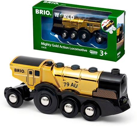 Brio World Locomotive Dorée Puissante à piles - Accessoire son & lumière Circuit de train en bois - Ravensburger - Dès 3 ans - VERT 2 - vertbaudet enfant 