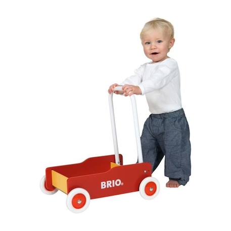 Chariot de marche en bois avec frein - BRIO - Rouge et Jaune - Mixte - A partir de 9 mois ROUGE 5 - vertbaudet enfant 