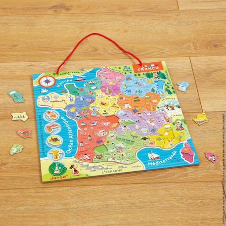 Puzzle France Magnétique 93 pcs (bois) - JANOD - Nouvelles régions 2016 - Dès 7 ans ROUGE 3 - vertbaudet enfant 