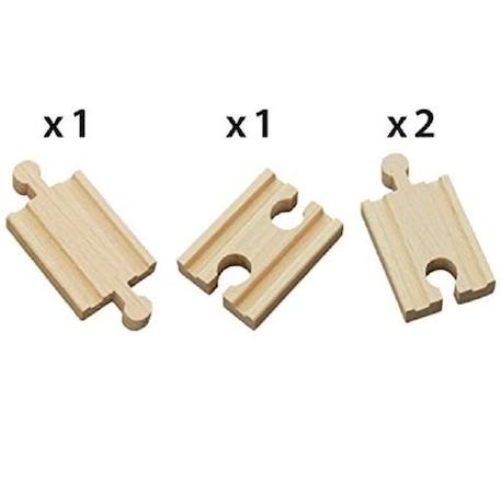 Lot de 4 mini rails droits en bois de hêtre - BRIO - Mixte - 54mm BEIGE 4 - vertbaudet enfant 