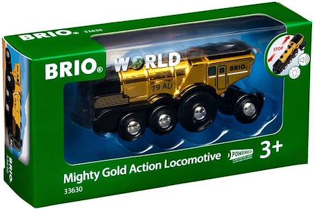 Brio World Locomotive Dorée Puissante à piles - Accessoire son & lumière Circuit de train en bois - Ravensburger - Dès 3 ans - VERT 4 - vertbaudet enfant 