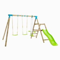 Jouet-Jeux de plein air-Portiques et balançoires-Station giroflée tp toys 2 balancoires / vis-a-vis / toboggan / kit d'ancrage h.209 cm