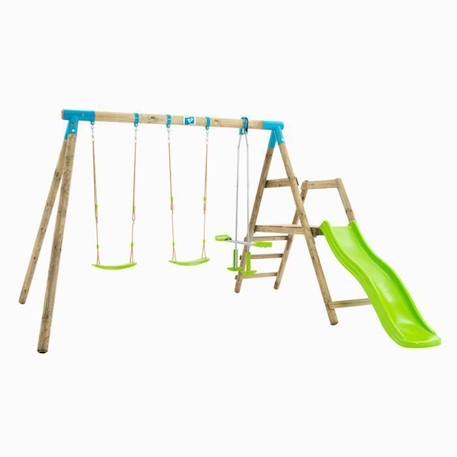 Station giroflée tp toys 2 balancoires / vis-a-vis / toboggan / kit d'ancrage h.209 cm MARRON 1 - vertbaudet enfant 