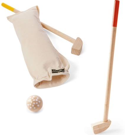 Mini Golf Double en Bois - PLAN TOYS - Mixte - A partir de 4 ans BEIGE 3 - vertbaudet enfant 