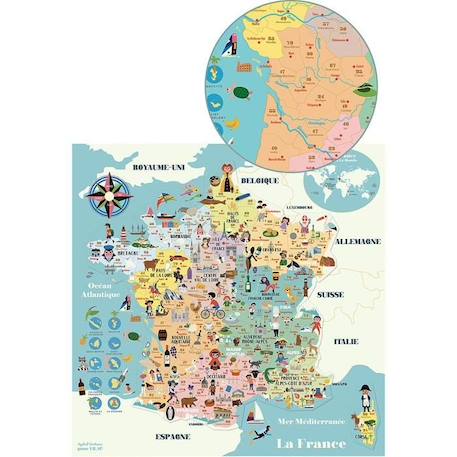 Puzzle Carte de France magnétique VILAC - Voyage et cartes - Mixte - 5 ans et plus - Moins de 100 pièces JAUNE 4 - vertbaudet enfant 