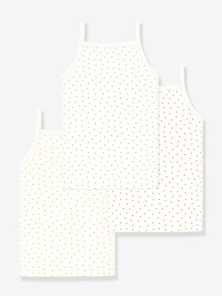 Lot de 3 débardeaurs à bretelles petits coeurs PETIT BATEAU blanc imprimé 2 - vertbaudet enfant 