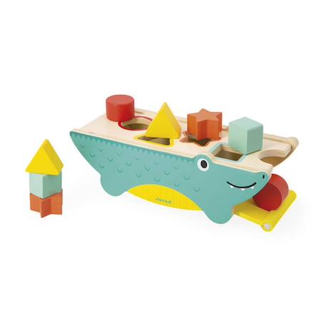 Jouet d'éveil en bois - JANOD - Tropik Boîte à Formes Crocodile - 8 Formes - Produit FSC TM - Dès 12 mois BLEU 3 - vertbaudet enfant 