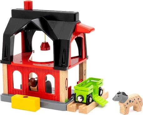 BRIO World - 36012 - Grange des animaux - Accessoire pour circuit de train en bois - Jouet pour garçons et filles dès 3 ans BLANC 2 - vertbaudet enfant 