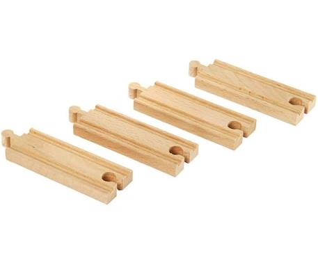 Rails Courts Droits - BRIO - Lot de 4 rails en bois de hêtre - Mixte - 3 ans et plus BEIGE 4 - vertbaudet enfant 