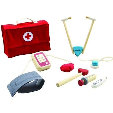 PLAN TOYS Jeu en bois Ma valise de docteur ROUGE 1 - vertbaudet enfant 