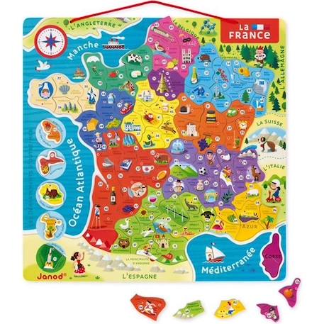 Puzzle France Magnétique 93 pcs (bois) - JANOD - Nouvelles régions 2016 - Dès 7 ans ROUGE 1 - vertbaudet enfant 