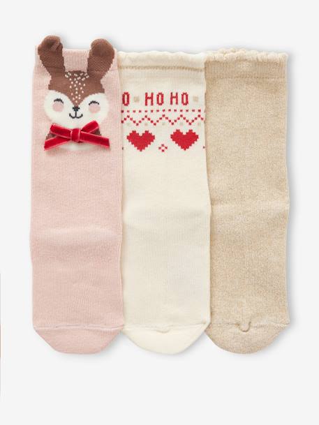 Coffret de Noël lot de 3 paires de chaussettes rose poudré 4 - vertbaudet enfant 